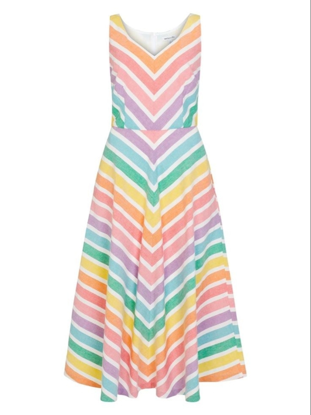 Emily And Fin Rainbow Chevron Midi Dress - Multi Size 16UK